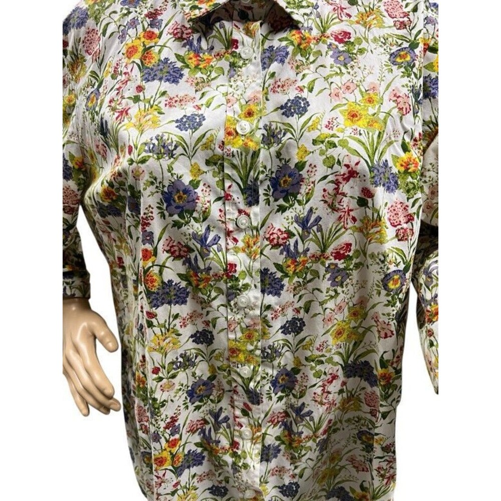American Sweetheart Floral Button down 3/4 Sleeve Top Shirt Cottagecore Large